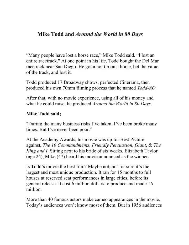 mike todd and around the world in 80 days