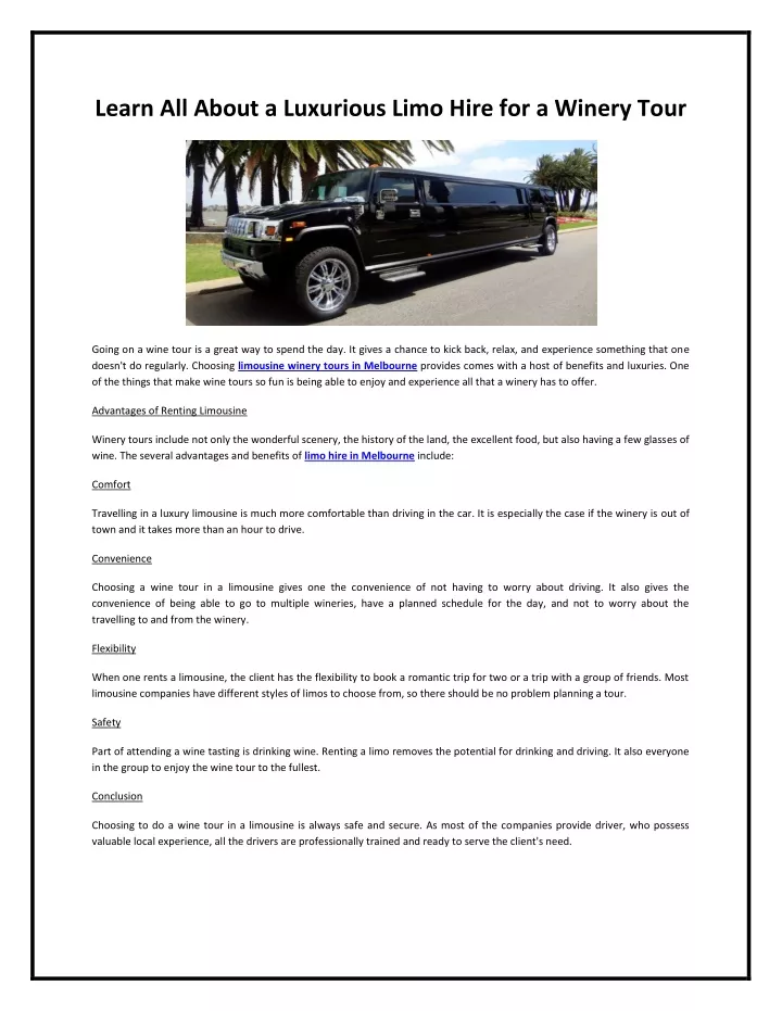 learn all about a luxurious limo hire