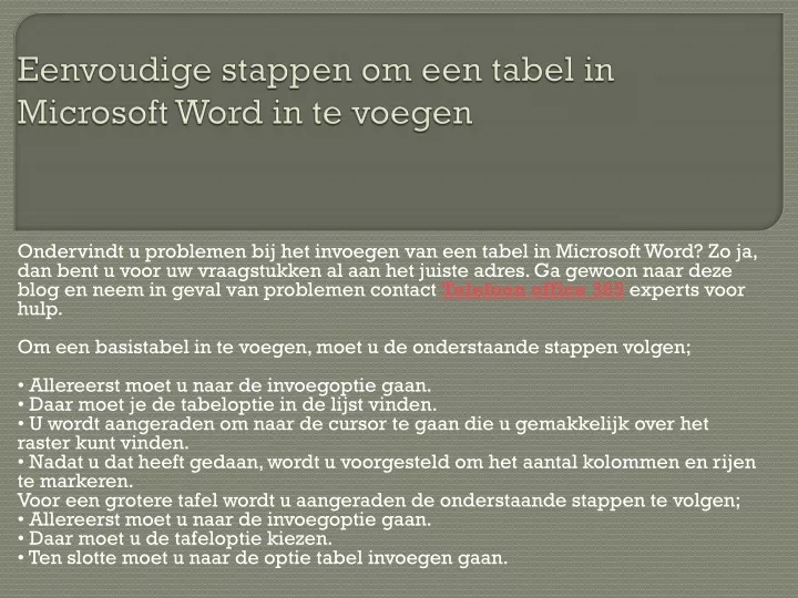 eenvoudige stappen om een tabel in microsoft word in te voegen