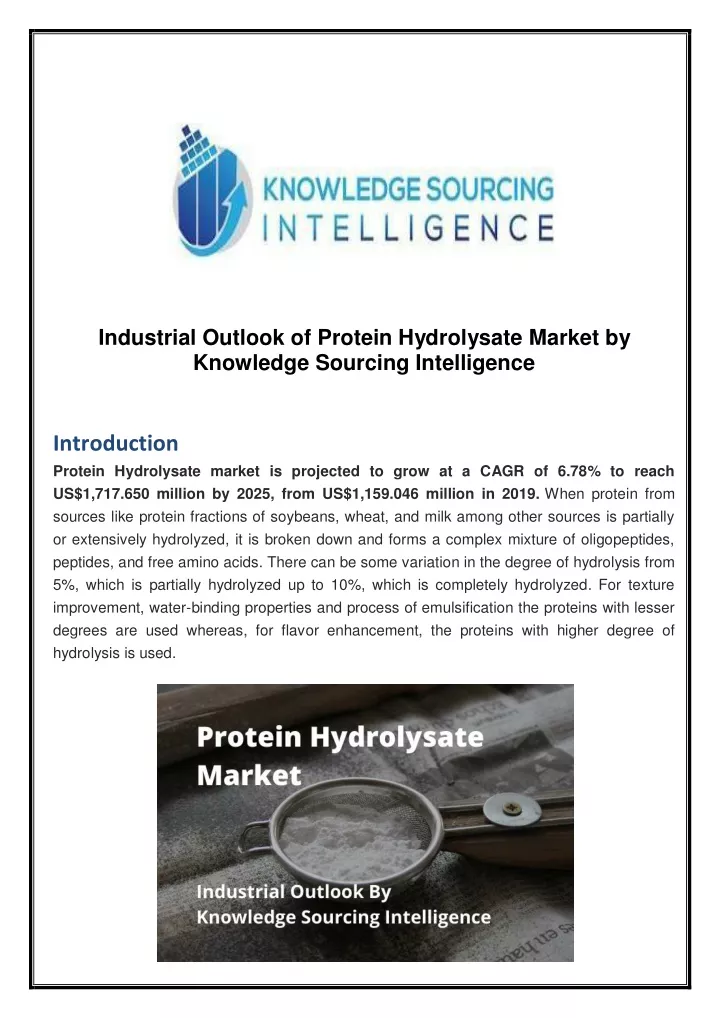 industrial outlook of protein hydrolysate market