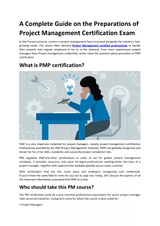 A Complete Guide on the Preparations of Project Management Certification Exam