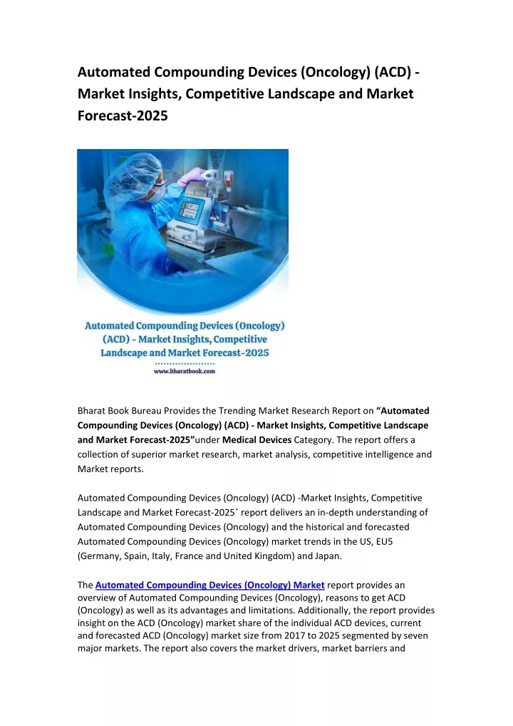 automated compounding devices oncology acd market