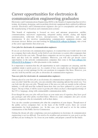 career opportunities for electronics