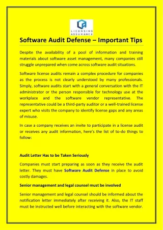 software audit defense important tips