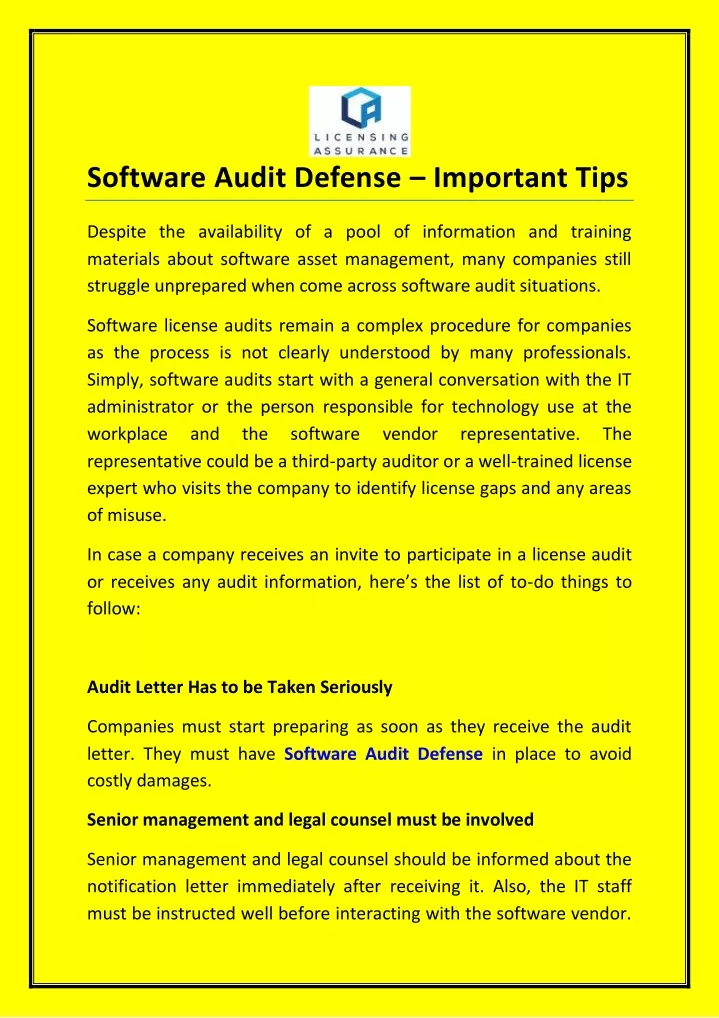 software audit defense important tips