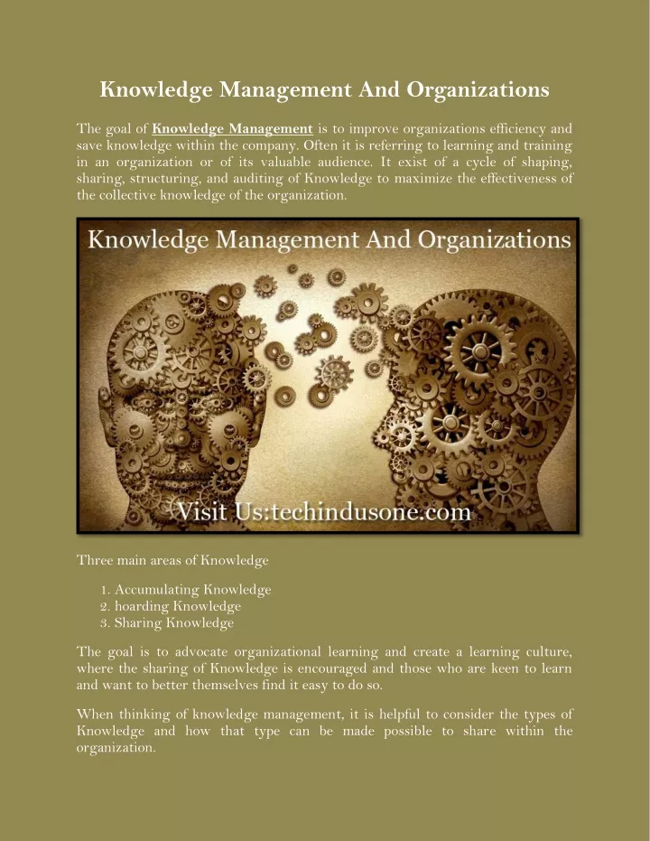knowledge management and organizations