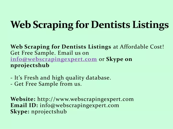 web scraping for dentists listings