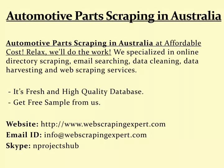 automotive parts scraping in australia