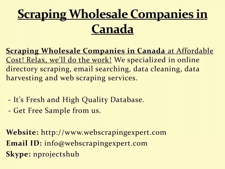 scraping wholesale companies in canada