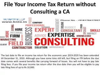 File Your Income Tax Return without Consulting a CA
