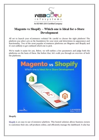 magento vs shopify which one is ideal for e store