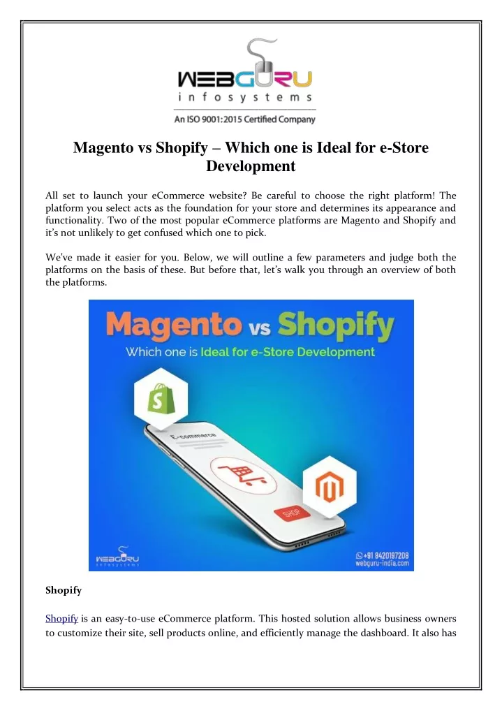 magento vs shopify which one is ideal for e store
