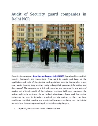 Audit of Security guard companies in Delhi NCR
