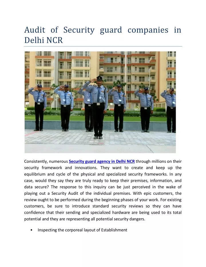 audit of security guard companies in delhi ncr