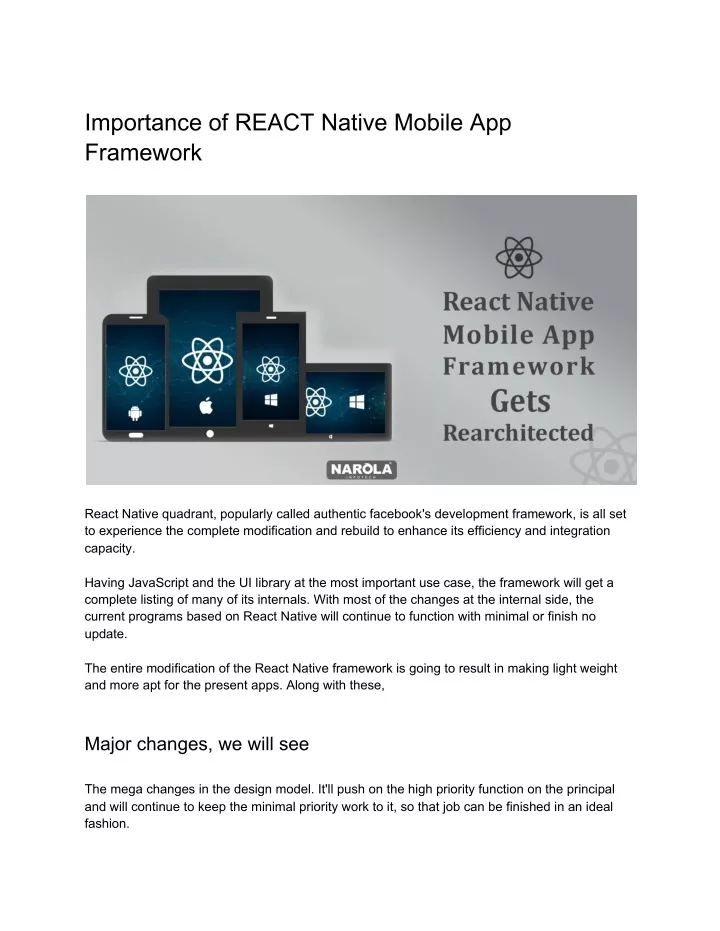 importance of react native mobile app framework