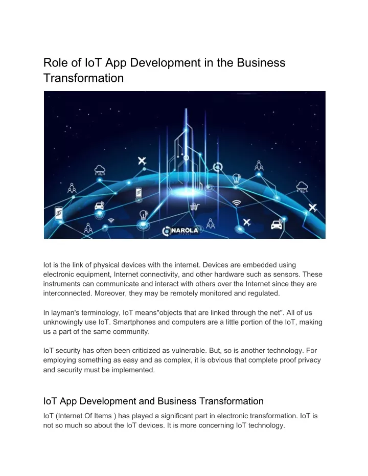 role of iot app development in the business
