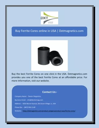 Buy Ferrite Cores online in USA | Dxtmagnetics.com