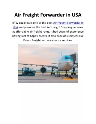 Air Freight Services in USA