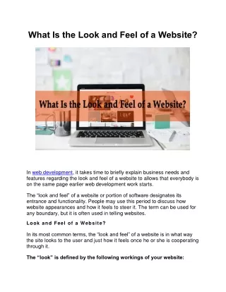What Is the Look and Feel of a Website?