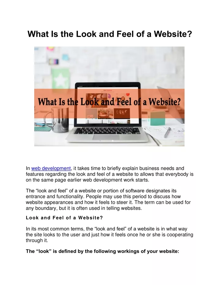 what is the look and feel of a website