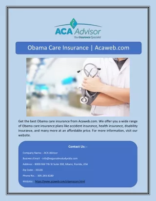 obama care insurance acaweb com