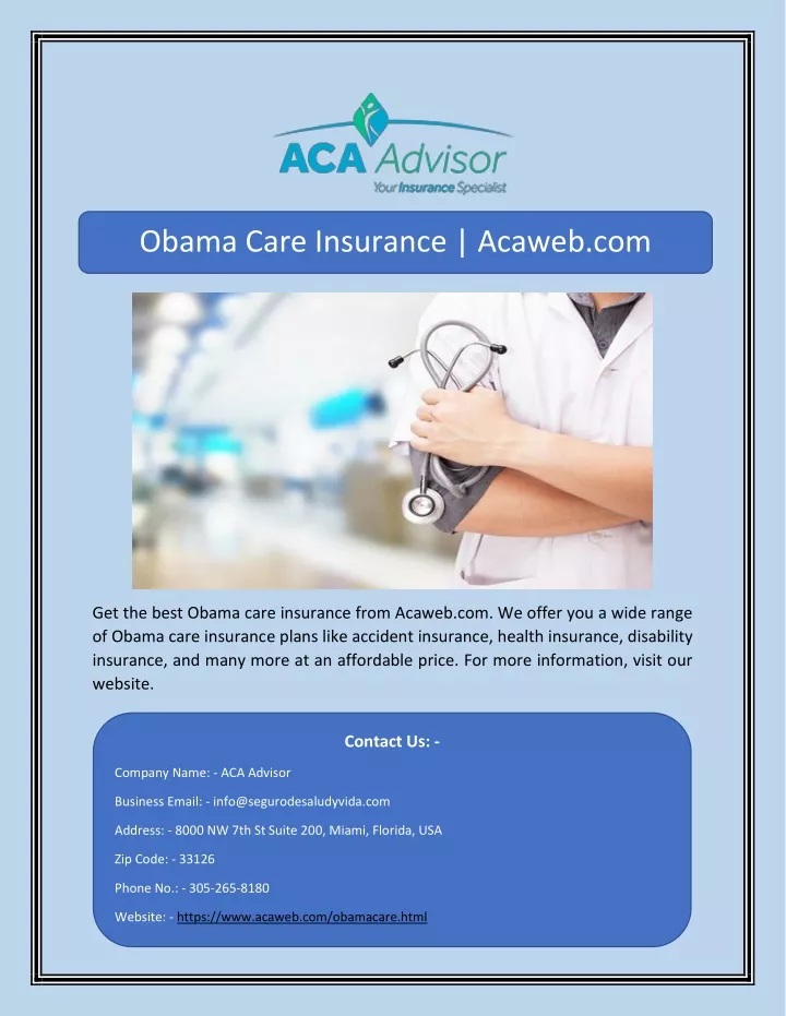 obama care insurance acaweb com