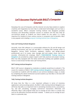 Let’s become Digital with BALC’s Computer Courses