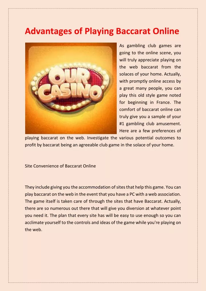 advantages of playing baccarat online