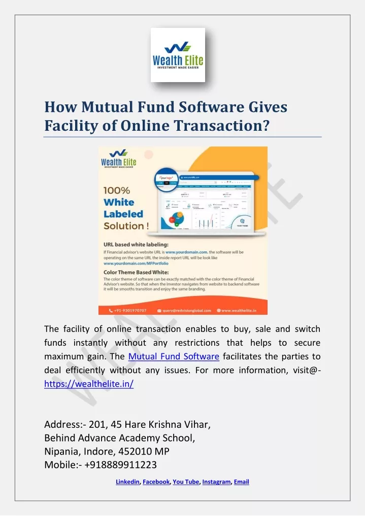 how mutual fund software gives facility of online