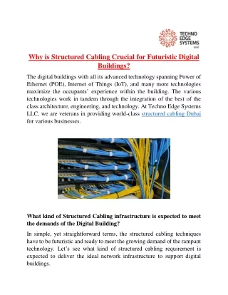 why is structured cabling crucial for futuristic
