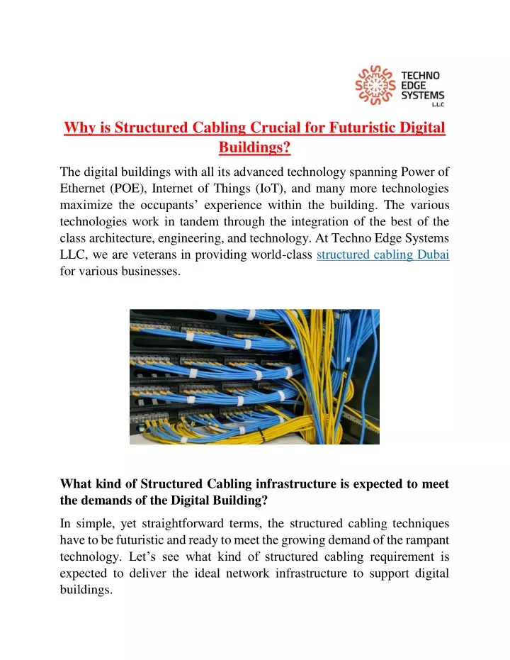 why is structured cabling crucial for futuristic