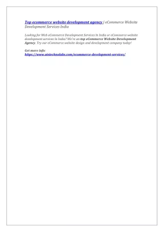 top ecommerce website development agency