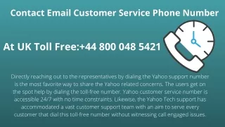 Yahoo Mail Customer Care Number UK