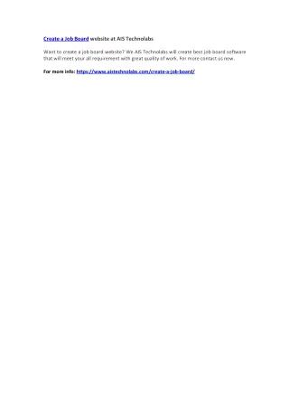 create a job board website at ais technolabs