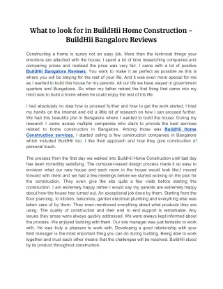 what to look for in buildhii home construction