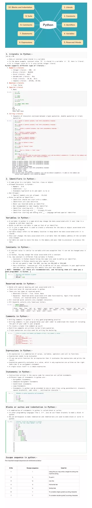 1 literals in python 1 literals in python