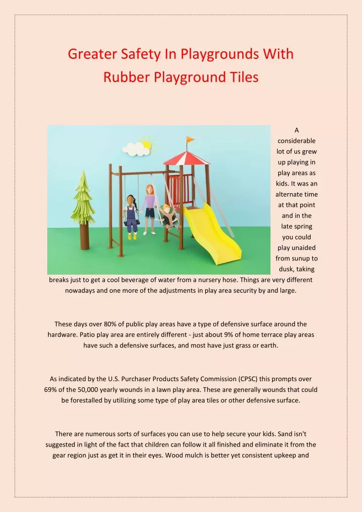greater safety in playgrounds with rubber
