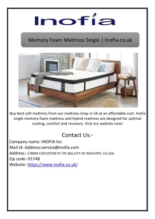 memory foam mattress single inofia co uk