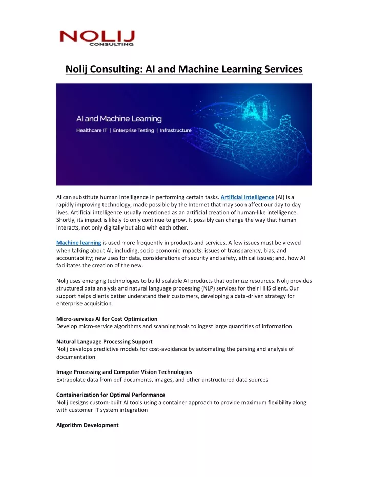 nolij consulting ai and machine learning services
