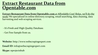 Extract Restaurant Data from Opentable.com