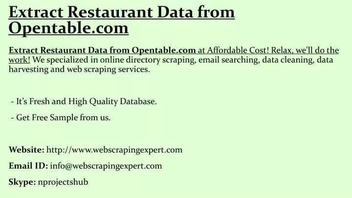 extract restaurant data from opentable com