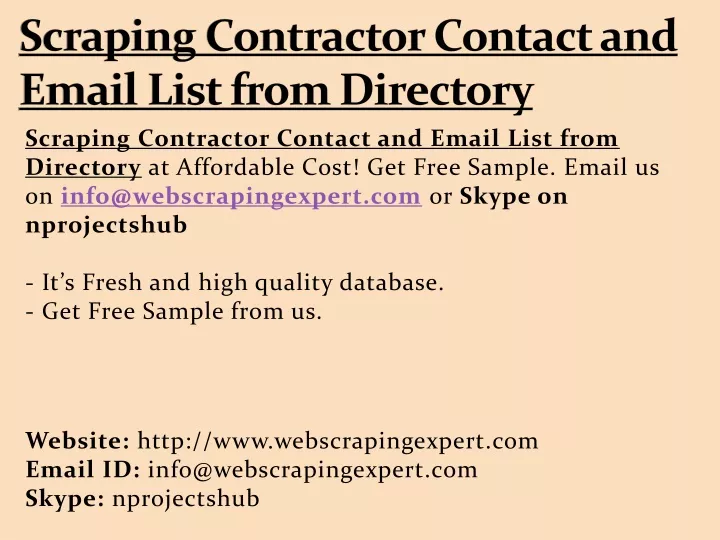 scraping contractor contact and email list from directory