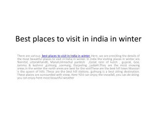 Best places to visit in India in Winter