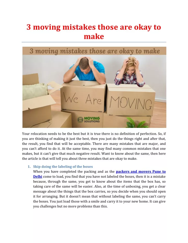 3 moving mistakes those are okay to make