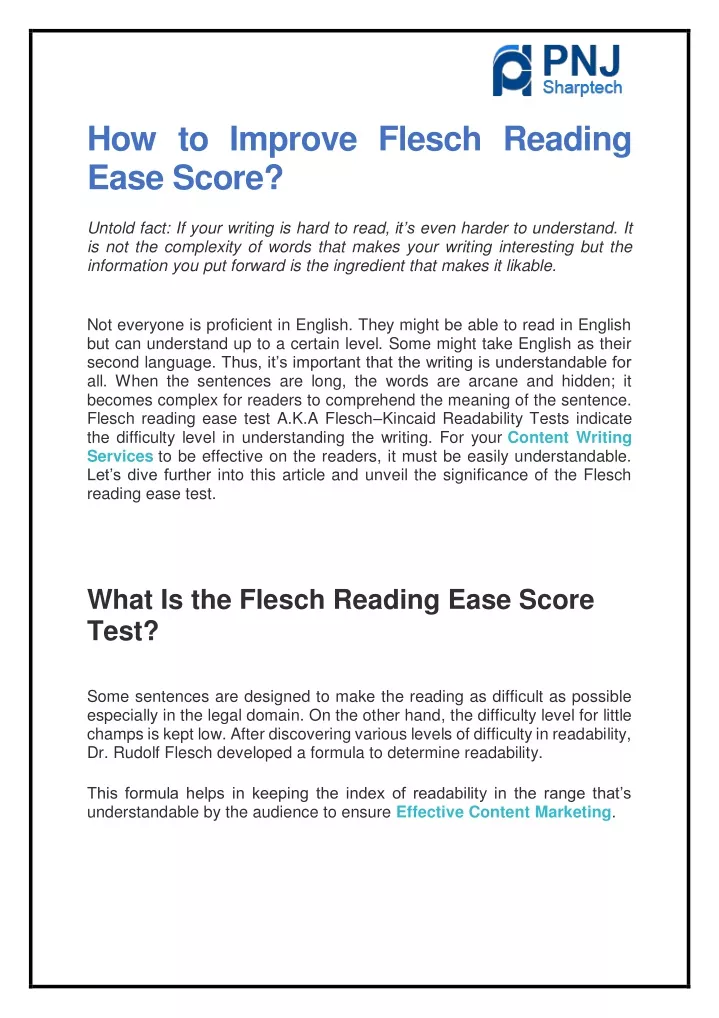 how to improve flesch reading ease score