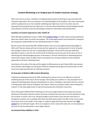 content marketing is an integral part of modern