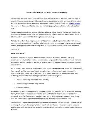 impact of covid 19 on b2b content marketing
