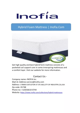 hybrid foam mattress inofia com