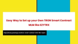 easy way to set up your own tron smart contract mlm like ezytrx