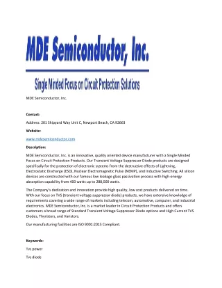 MDE Semiconductor, Inc.